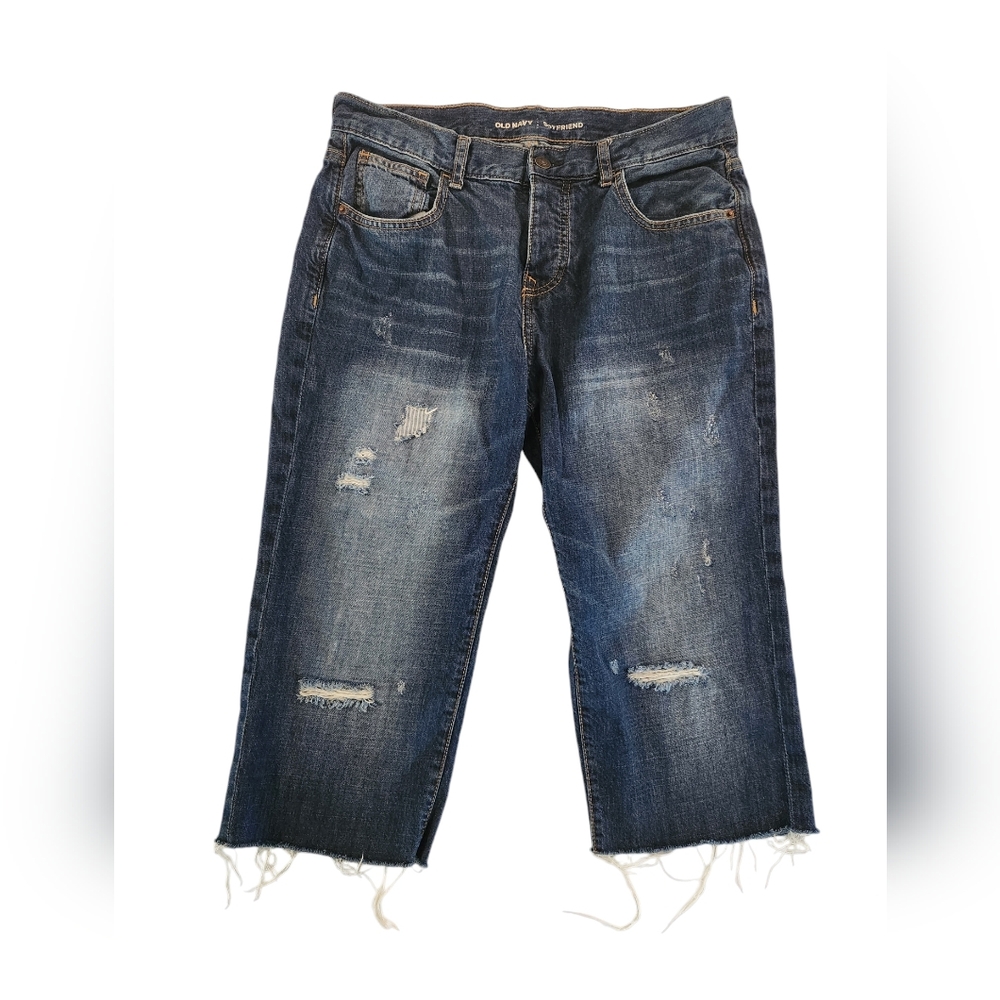 Old Navy Distressed Boyfriend Capris | Button Fly - Women's Size 6 Regular